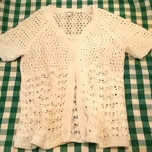 St. Johns Bay Crocheted Short Sleeve Cardigan